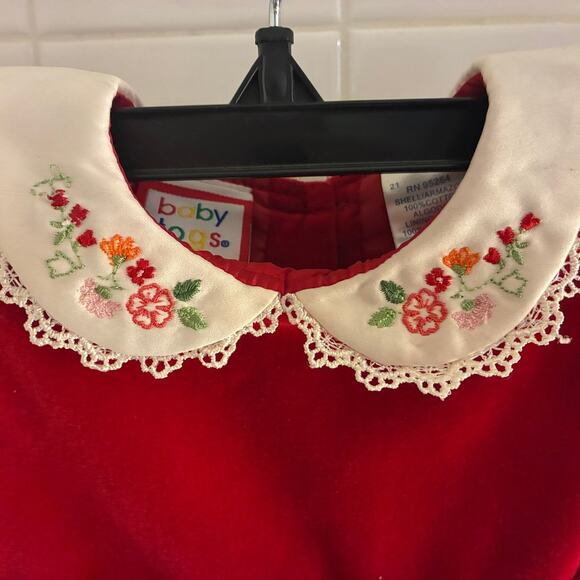 Vintage Baby Togs Embroidered Red Velvet 6/9mo Christmas Dress - Picture 2 of 5